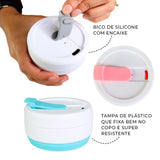 Copo Silicone Retrátil Dobrável C/ Tampa 350ml - COR SORTIDA