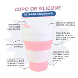 Copo Silicone Retrátil Dobrável C/ Tampa 350ml - COR SORTIDA