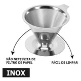 Coador de Café Pour Over Aço Inox - Não Precisa De Filtro!