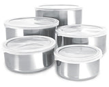 Conjunto De Tigelas Aço Inox 5 Peças Com Tampa