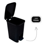 Lixeira com Pedal Trama Rattan - 7 litros Preta