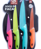 Kit 4 Facas coloridas aço inoxidável